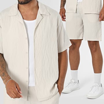 KZR - Ensemble Chemise Manches Courtes Et Short 325 Beige Clair