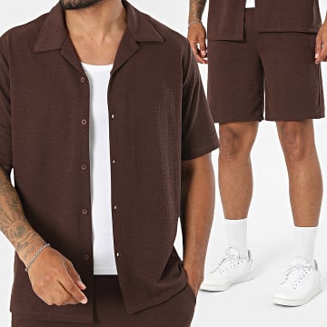 KZR - Conjunto Camisa Manga Corta Y Pantalón Corto 317 Marrón