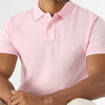Polo Ralph Lauren - Polo Manga Curta Slim Original Player Rosa Branco