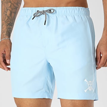 One Piece - Badshort Skull Lichtblauw Wit
