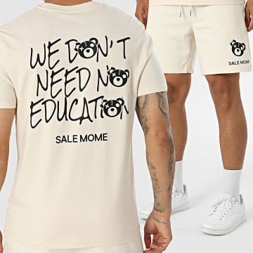 Sale Môme Paris - Tracksuit T-Shirt And Jogger Short No Education Beige Black