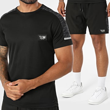 Y et W - Conjunto Camiseta Y Pantalón Corto de chándal Verano Negro