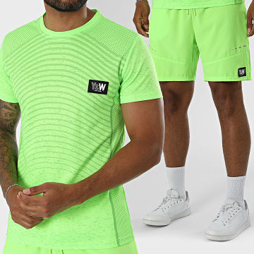 Y et W - Conjunto Camiseta Y Pantalón Corto de chándal Verano Verde Flúor