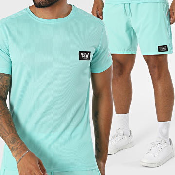 Y et W - Conjunto Camiseta Y Pantalón Corto de chándal Verano Turquesa