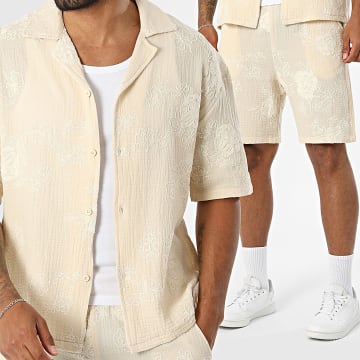 Uniplay - Completo Camicia Maniche Corte E Pantaloncino BM168 Beige