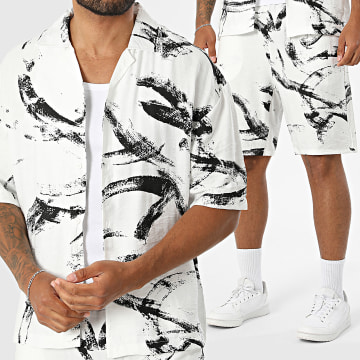 Uniplay - Completo Camicia Maniche Corte E Pantaloncino BM271 Bianco Nero
