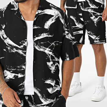 Uniplay - Completo Camicia Maniche Corte E Pantaloncino BM271 Nero Bianco