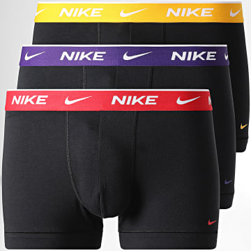 Nike - Lot De 3 Boxers Essential Cotton Stretch KE1284 Noir Jaune Rouge Violet
