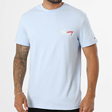 Tommy Jeans - T-Shirt Slim Sign Chest 2538 Azul Claro