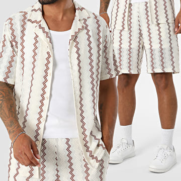 Classic Series - Tracksuit Short Sleeve Shirt And Crochet Short 242 Light Beige Camel