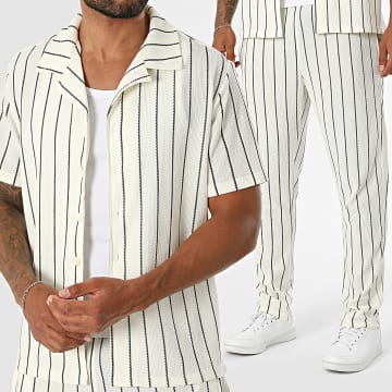Classic Series - Tracksuit Short-Sleeve Shirt And Striped Trouser 131 Light Beige