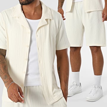 Classic Series - Ensemble Chemise Manches Courtes Et Short Texturé 283 Beige Clair