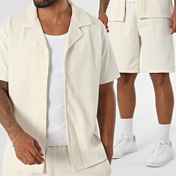 Classic Series - Ensemble Chemise Manches Courtes Et Short Texturé 243 Beige
