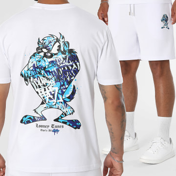 Looney Tunes - Tracksuit T-Shirts And Jogger Short Taz Graffiti White