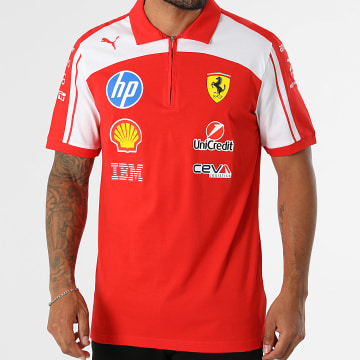 Puma - Polo Maniche Corte Collo Con Zip Ferrari Replica 713829 Rosso