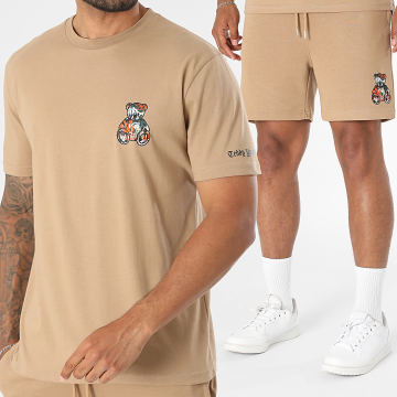 Teddy Yacht Club - Co-ord Set T-Shirt En Casual Short Essentials Art Series Oranje Kameel