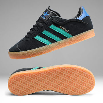 Adidas Originals - Zapatillas Mujer Gazelle J KI7131 Core Black Eqt Green Royal Blue