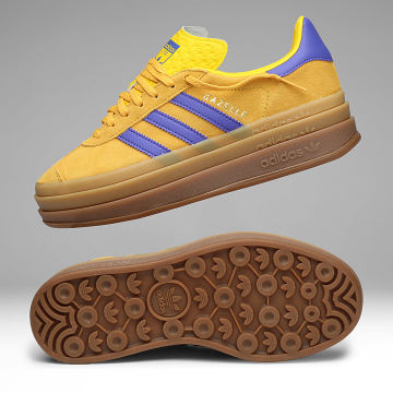 Adidas Originals - Zapatillas Mujer Gazelle Bold W KI7212 Utility Yellow Solar Purple Gold Metallic