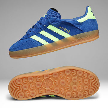 Adidas Originals - Zapatillas Mujer Gazelle Indoor J KI7176 Royal Blue Green Spark Gold Metallic