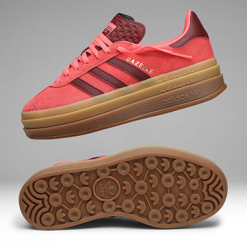 Adidas Originals - Zapatillas Mujer Gazelle Bold W KI7213 Solar Turbo Shadow Rojo Oro Metálico