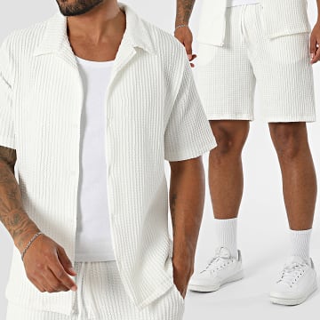KZR - Set Kurzarmhemd und Texturierter Short 329 Weiß