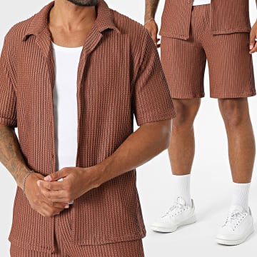 KZR - Set aus Kurzarmhemd und Short 329 Braun