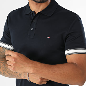 Tommy Hilfiger - Polo Manches Courtes Slim Liquid Flag Cuff 3270 Bleu Marine