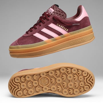Adidas Originals - Baskets Femme Gazelle Bold J KK2729 Maroon St Tropic Bloom Gold Metallic