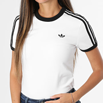 Adidas Originals - Camiseta Slim A Rayas Mujer 3 Stripes KD3683 Blanco Negro