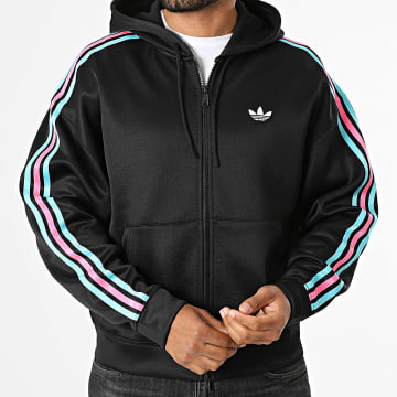Adidas Originals - Sudadera con Capucha y Cremallera a Rayas Spacer Adicolor KS7420 Negro