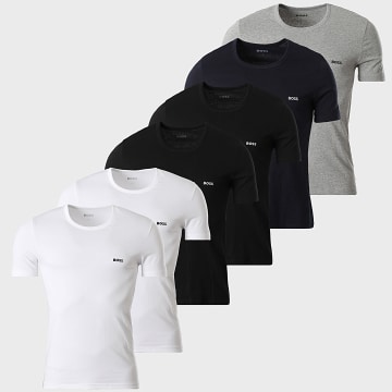 BOSS - Pack di 6 T-Shirts Classic 50475284 Bianco Nero Grigio Mélange Blu Navy
