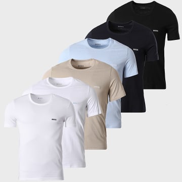 BOSS - Pack di 6 T-Shirts Classic 50475284 50532468 Bianco Nero Blu Beige