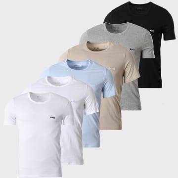 BOSS - Pack de 6 T-Shirts Classic 50475284 50532468 Branco Preto Cinza Azul Bege
