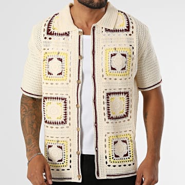 Frilivin - Camisa Manga Corta Crochet 272 Beige