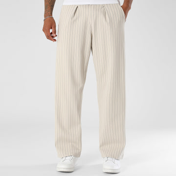 LBO - Pantalon Habillé Large A Rayures 2811 Beige Clair