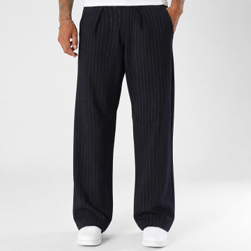 LBO - Pantalon Habillé Large A Rayures 2568 Bleu Marine