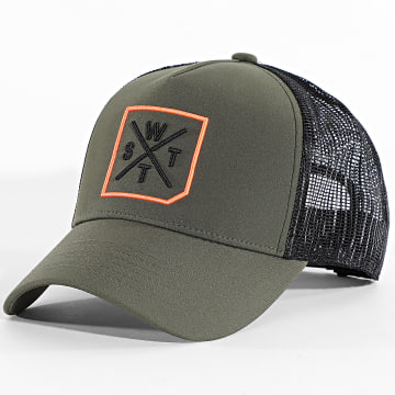 Watts - Casquette Trucker Miami Vert Kaki Noir Orange Fluo