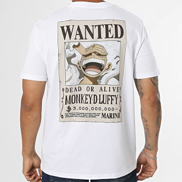 One Piece - T-Shirt Oversize Luffy Wanted Bianco