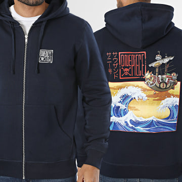 One Piece - Sweat Zippé Capuche Kanagawa Bleu Marine