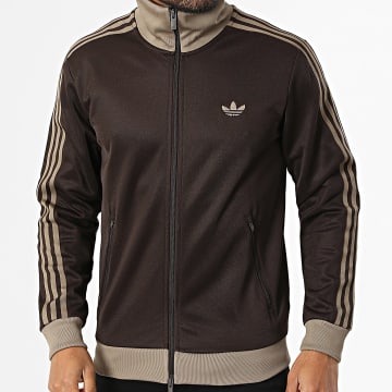 Adidas Originals - Chaqueta con cremallera y bandas Beckenbauer KT5042 Marrón