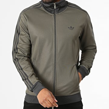 Adidas Originals - Chaqueta con cremallera y bandas Beckenbauer KT5043 Verde Kaki