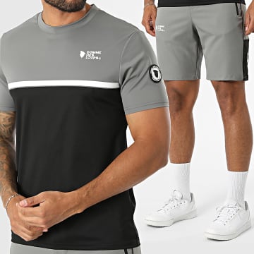 Comme Des Loups - Co-ord Set T-Shirt En Joggingbroek Short Fresh Grijs Zwart Wit
