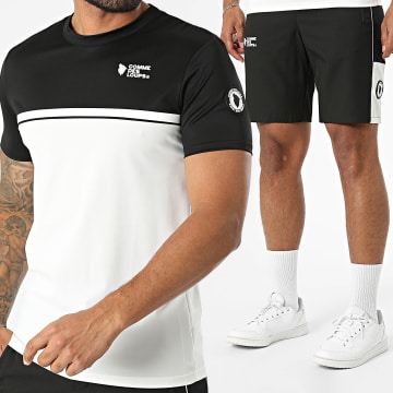 Comme Des Loups - Co-ord Set T-Shirt En Joggingbroek Short Fresh Zwart Wit