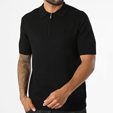 Frilivin - Polo Mangas Cortas Punto Cuello Cremallera 686 Negro