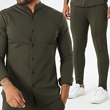 Frilivin - Conjunto Camisa Manga Larga Y Pantalón Chino 206 Verde Kaki