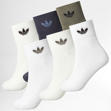 adidas - Pack de 6 Pares de Calcetines KQ9070 Blanco Beige Claro Azul Marino Verde Kaki