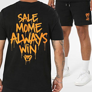 Sale Môme Paris - Ensemble Tee Shirt Et Short Jogging Always Win Noir Orange