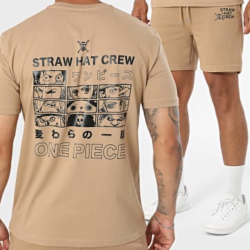 One Piece - Tracksuit T-Shirt And Jogger Short Fineline Camel