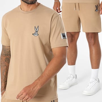 Looney Tunes - Ensemble Tee Shirt Et Short Jogging Patch Bugs Bunny Camel
