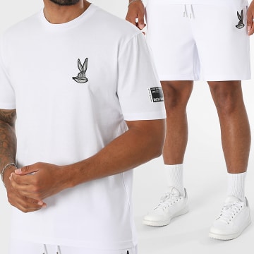 Looney Tunes - Ensemble Tee Shirt Et Short Jogging Patch Bugs Bunny Blanc